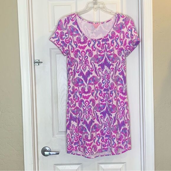 Lilly Pulitzer Tammy Dress Amethyst Beach Bathers Flamingo Size Medium - Picture 1 of 9